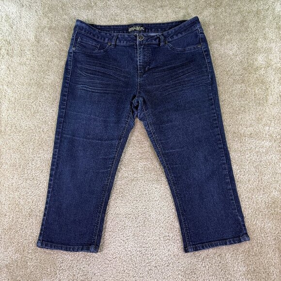 D Jeans Womens Size 12 Blue Denim Stretch Capri Mid Rise 34x19 E728 - Picture 1 of 11